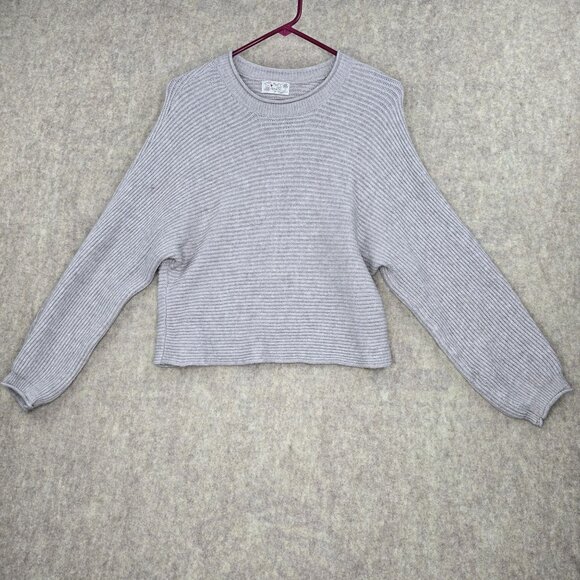 Poof Apparel Medium Gray Ribbed Knit Sweater - Picture 1 of 7